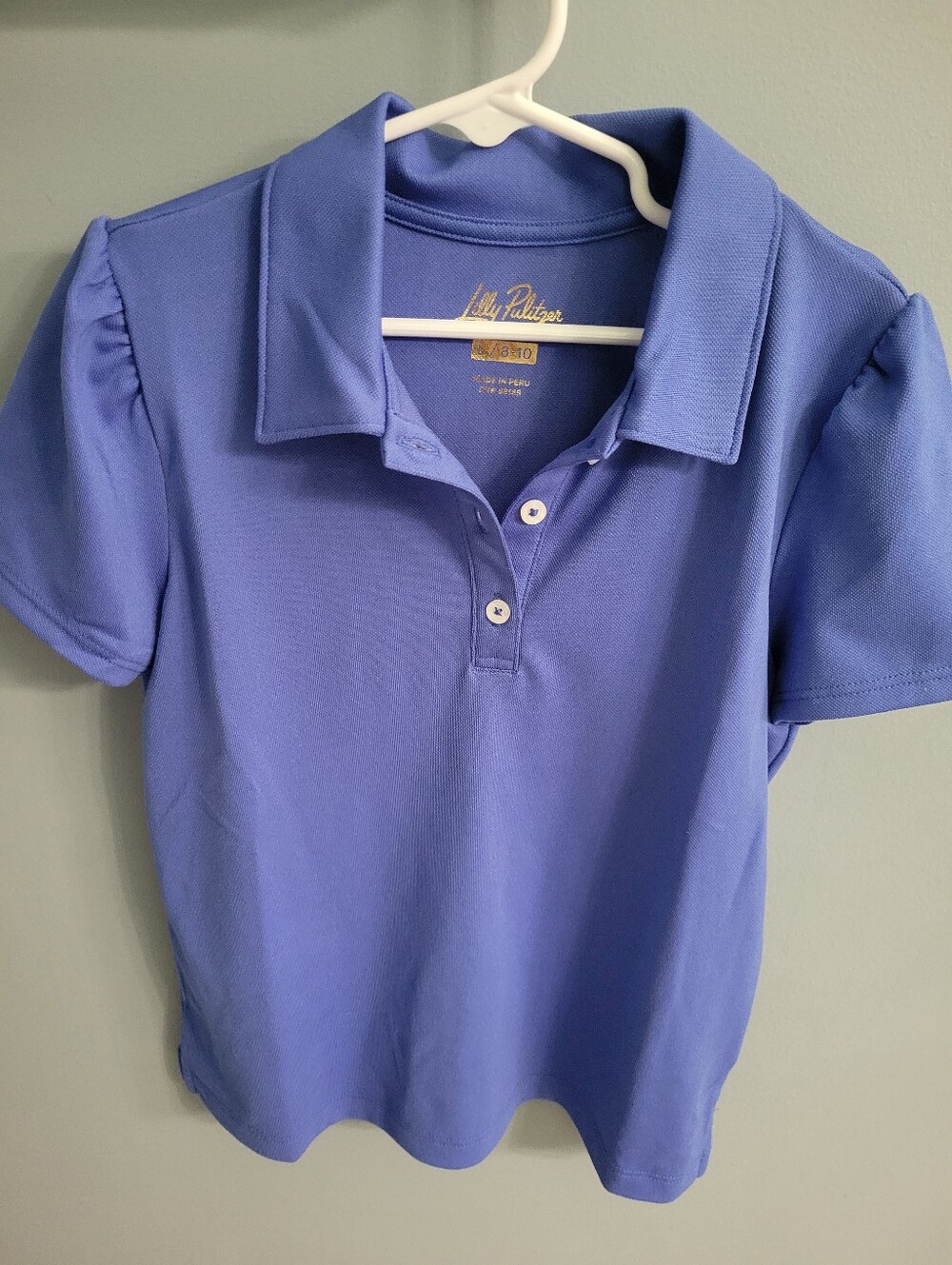 Lilly Pulitzer Girls' Short Sleeve Polo - Periwinkle Blue Size Large 8/10
